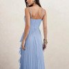 VESTIDO LONGO LIVIA PLISSADO - AZUL SERENITY