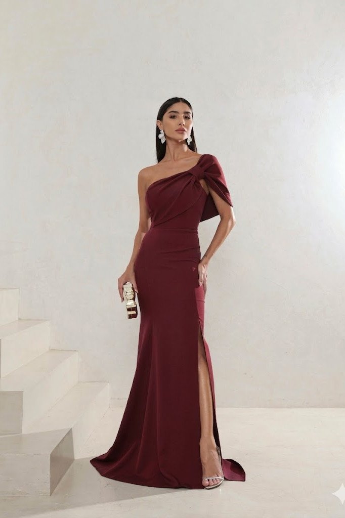 VESTIDO DE FESTA THAISE LAÇO OMBRO - MARSALA