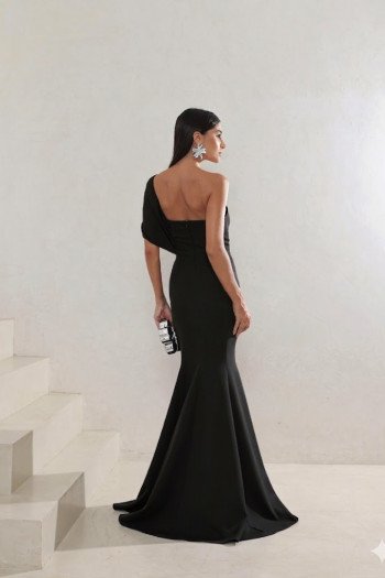 VESTIDO DE FESTA THAISE LAÇO OMBRO - PRETO