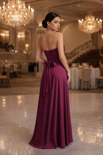 VESTIDO DE FESTA CINTIA T.Q.C LONGO FENDA - FÚCSIA