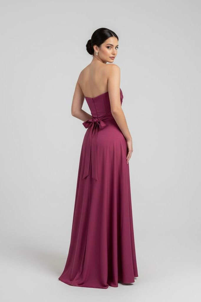 VESTIDO DE FESTA CINTIA T.Q.C LONGO FENDA - FÚCSIA