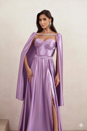 VESTIDO DE FESTA GLAMOUR COM CAPA CREPE ACETINADO - ROSA BEBÊ