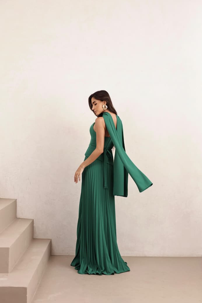 VESTIDO DE FESTA MAITÊ SAIA PLISSADA CHOKER - VERDE