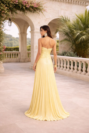 VESTIDO DE FESTA TANGARÁ PLISSADO - AMARELO
