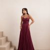 VESTIDO DE FESTA TANGARÁ PLISSADO - MARSALA