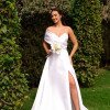 VESTIDO FESTA GLAM DECOTE OMBRO A OMBRO ZIBELINE NOIVINHAS - OFF WHITE