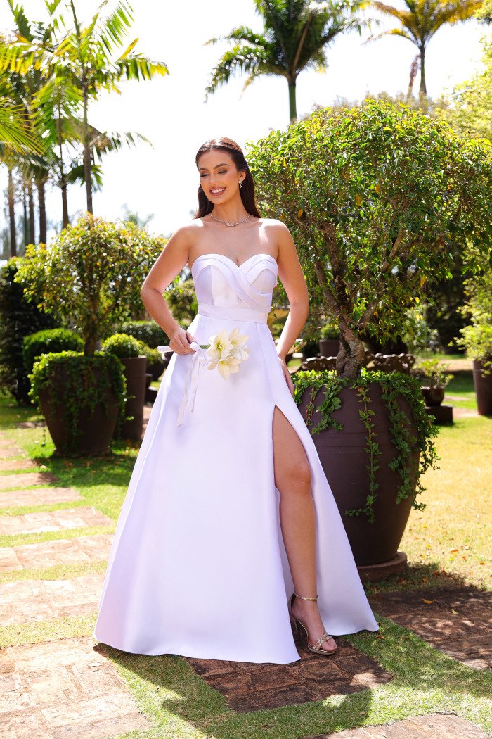 VESTIDO DE FESTA MELBOURNE T.Q.C ZIBELINE NOIVINHAS - OFF WHITE