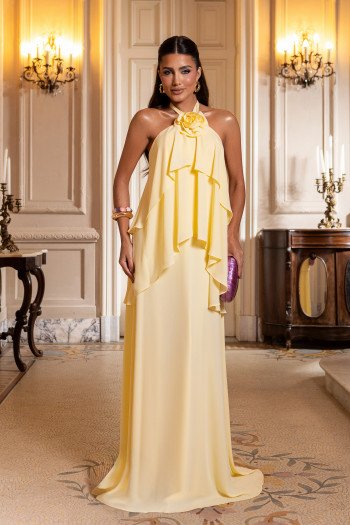 VESTIDO DE FESTA ANTONELLA FRENTE ÚNICA - AMARELO