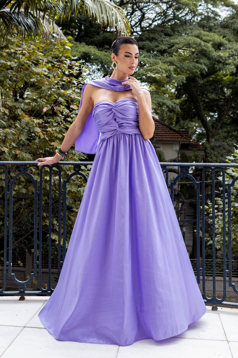 VESTIDO DE FESTA CAMILLE TAFETÁ CHOKER - LAVANDA