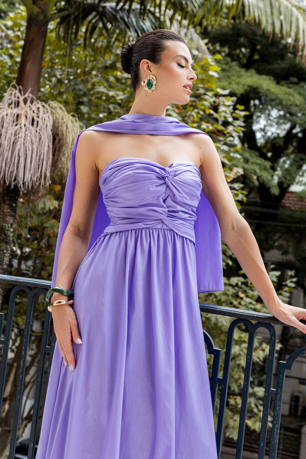 VESTIDO DE FESTA CAMILLE TAFETÁ CHOKER - LAVANDA