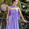 VESTIDO DE FESTA CAMILLE TAFETÁ CHOKER - LAVANDA