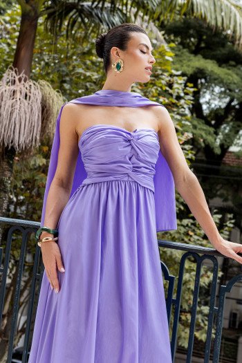 VESTIDO DE FESTA CAMILLE TAFETÁ CHOKER - LAVANDA