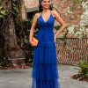 VESTIDO DE FESTA EVANGELINE TULE - AZUL ROYAL