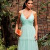 VESTIDO DE FESTA EVANGELINE TULE - VERDE MENTA