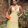 VESTIDO DE FESTA EVANGELINE TULE - AMARELO