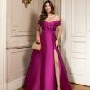 VESTIDO DE FESTA ITÁLIA OMBRO A OMBRO ZIBELINE - FÚCSIA