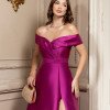 VESTIDO DE FESTA ITÁLIA OMBRO A OMBRO ZIBELINE - FÚCSIA