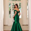 VESTIDO DE FESTA EMMELINE ZIBELINE OMBRO A OMBRO - VERDE ESMERALDA