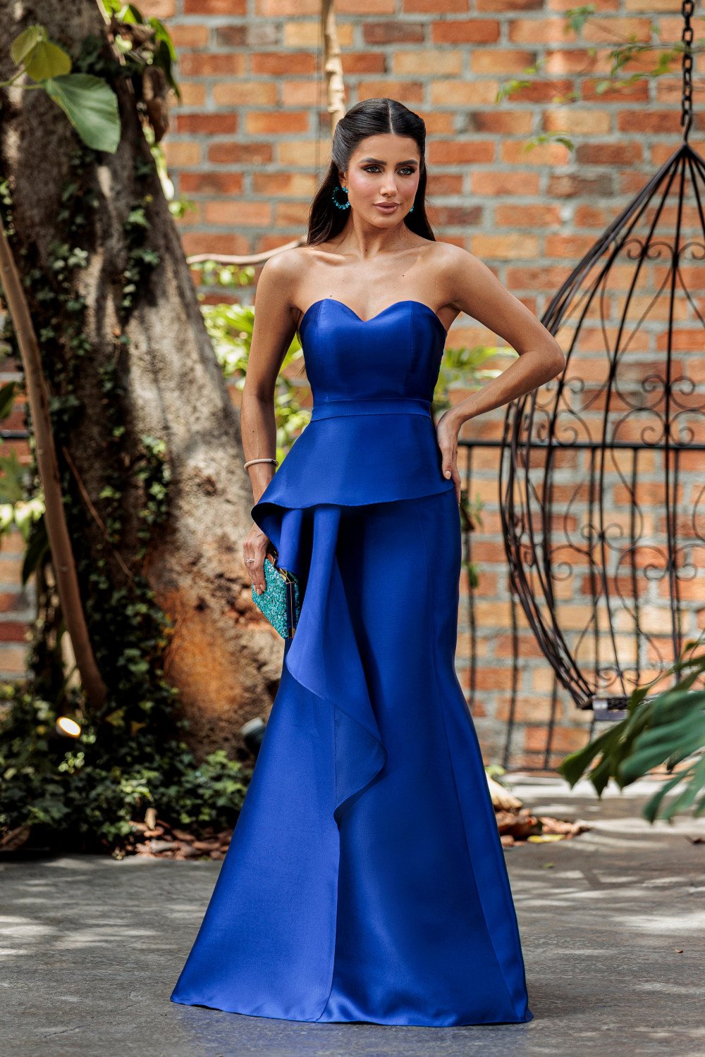 VESTIDO GLAM DECOTE CORAÇÃO ZIBELINE T.Q.C - AZUL ROYAL