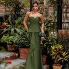 VESTIDO GLAM DECOTE CORAÇÃO ZIBELINE T.Q.C - VERDE OLIVA
