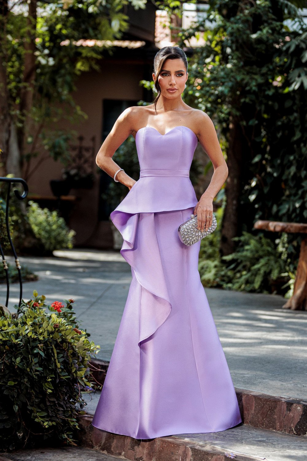 VESTIDO GLAM DECOTE CORAÇÃO ZIBELINE T.Q.C - LAVANDA