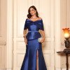 VESTIDO DE FESTA ÍSIS T.Q.C. ZIBELINE COM CAPA AVULSA - AZUL ROYAL