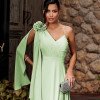 VESTIDO DE FESTA ORQUIDEA CREPE MUSSELINE - VERDE MENTA