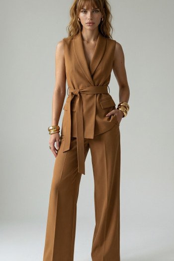 CONJUNTO CINTIA ALFAIATARIA FINESSE - CAMEL