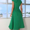 VESTIDO HILDA MIDI DETALHE FLOR - VERDE