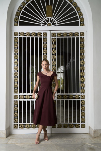 VESTIDO ANTÔNIA MIDI - VINHO