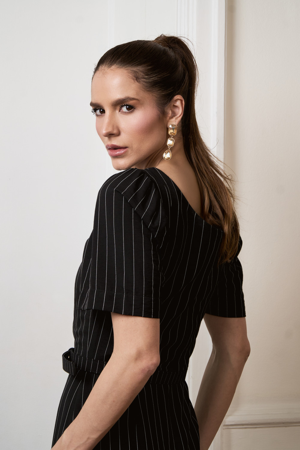 VESTIDO GEORGIA RISCA DE GIZ - PRETO