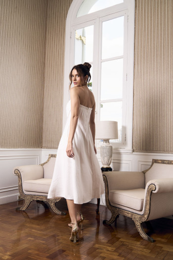 VESTIDO MIDI JENNY DETALHE LAÇO - OFF WHITE