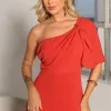 VESTIDO JAMILE LONGO UM OMBRO - VERMELHO