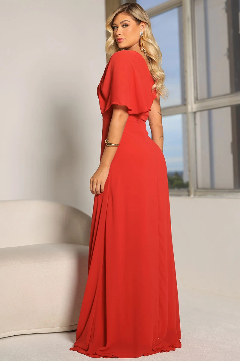 VESTIDO JAMILE LONGO UM OMBRO - VERMELHO