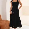 VESTIDO FRANCISCA MIDI ALÇA LARGA - PRETO