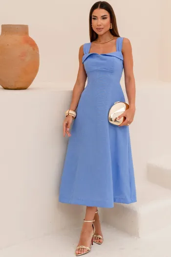 VESTIDO FRANCISCA MIDI ALÇA LARGA - AZUL 