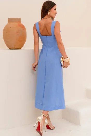 VESTIDO FRANCISCA MIDI ALÇA LARGA - AZUL 