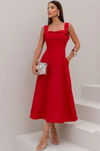 VESTIDO FRANCISCA MIDI ALÇA LARGA - VERMELHO