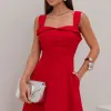 VESTIDO FRANCISCA MIDI ALÇA LARGA - VERMELHO