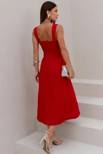 VESTIDO FRANCISCA MIDI ALÇA LARGA - VERMELHO