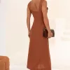 VESTIDO FRANCISCA MIDI ALÇA LARGA - MARROM