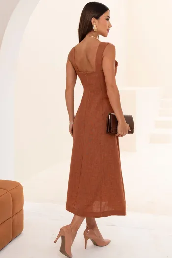 VESTIDO FRANCISCA MIDI ALÇA LARGA - MARROM