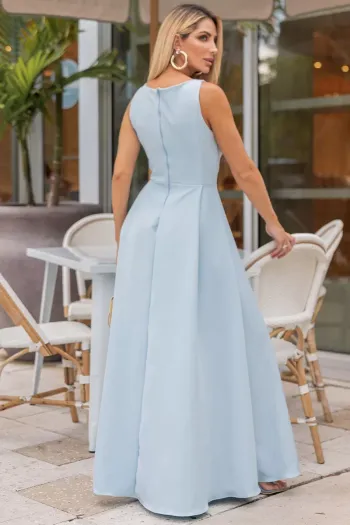 VESTIDO ELIZA LONGO MILANO - AZUL CLARO