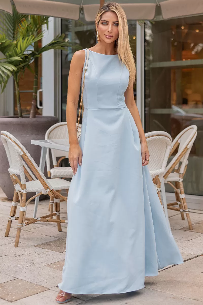 VESTIDO ELIZA LONGO MILANO - AZUL CLARO