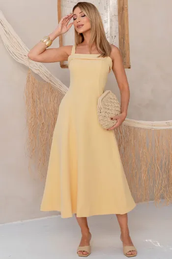 VESTIDO TEODORA COM ALÇA E BOLSOS - AMARELO