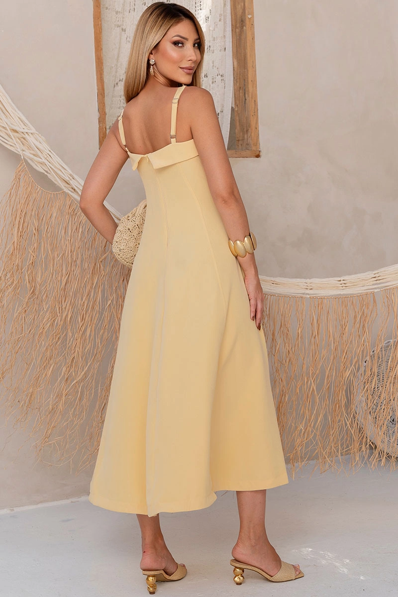 VESTIDO TEODORA COM ALÇA E BOLSOS - AMARELO