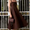 VESTIDO TEODORA COM ALÇA E BOLSOS - MARROM