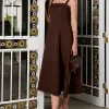 VESTIDO TEODORA COM ALÇA E BOLSOS - MARROM