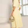 VESTIDO HEBE MIDI MANGA CURTA COM DETALHE METAL - AMARELO