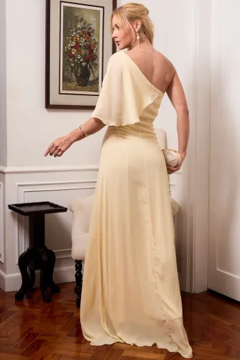 VESTIDO JAMILE LONGO UM OMBRO - AMARELO